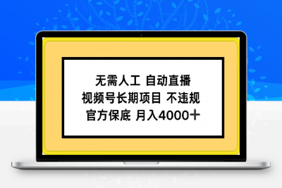 无需人工自动直播，视频号长期项目 不违规，官方保底月入4k左右-云创库