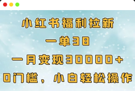 小hong.书福利拉新，一单38，一月30000＋轻轻松松，0门槛小白轻松操作-云创库